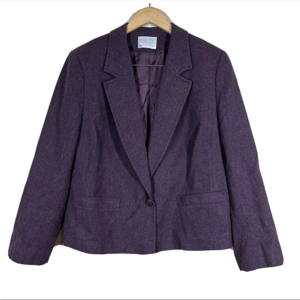 Vintage Pendleton Blazer 100% Virgin Wool Purple Women’s Size 38 Medium